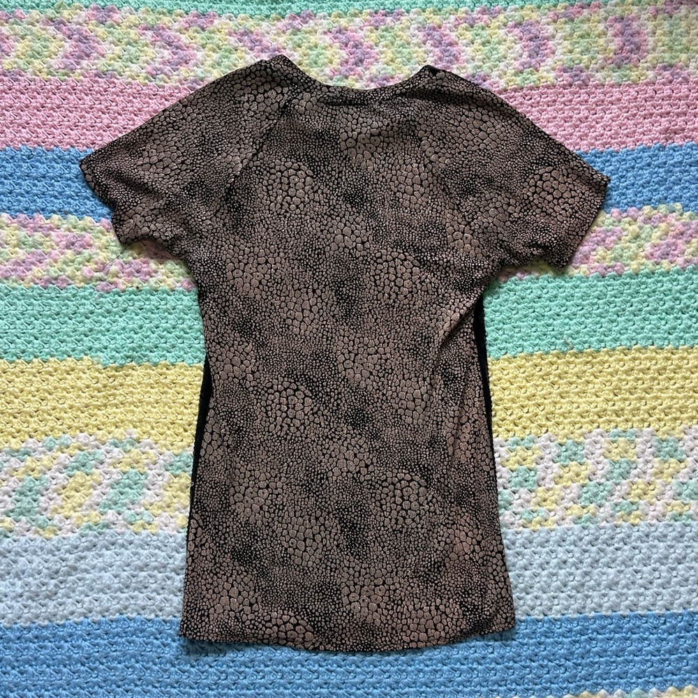 Vintage 80s 90s Women’s S Black Two-tone Sequin Sparkle Boho Short Sleeve Top